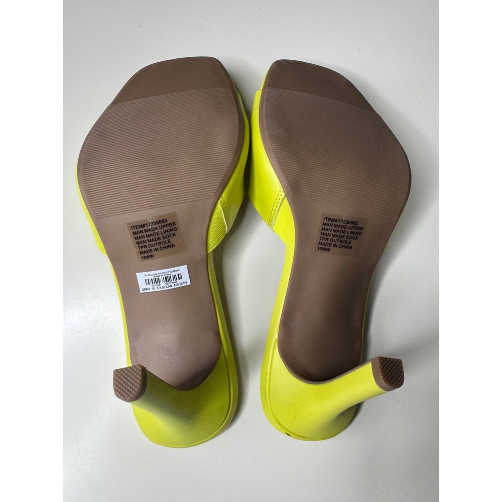 Torrid Neon Yellow Stiletto Mules Square Toe High Heel Sandals 10WW 17230582 - Picture 3 of 7